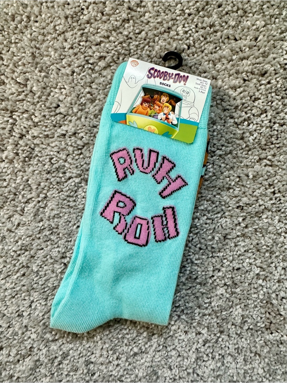 Scooby Doo 'Ruh Roh' Aqua Crew Socks